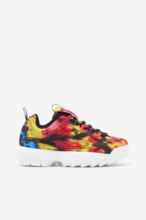 FILA Disruptor 2 Dark Tie Dye Sneakers Black / Multicolor / White,Womens Shoes | CA.JUCRXP162